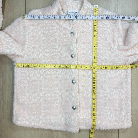 Vintage Coldwater Creek‎ Pink Fleece Button Jacket L Floral Print USA Made - Picture 6 of 7